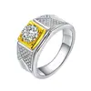 Anillo de Diamante Completo Kaiwei Escudo Triángulo Oro Dos Tonos Elegante Tridimensional Jefe de Negocios Anillo de Imitación de Moissanita