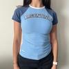Verano 2023 manga corta y2g ajustado bordado de letras bebé vintage casual ropa tops para mujer streetwear