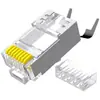 Categoria 7 Cabeça de Cristal Blindada Cat7 10g Cabeça de Rede com Clipe de Cauda Cabeça de Cristal Plugue Blindado Rj45 Conexão de Rede