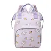 Bolsa maternidade floral de coelho, leve e de grande capacidade, adequada para exportação, uma bolsa de fraldas e mochila versátil com compartimento para aquecedor de mamadeiras, um novo estilo para mães