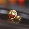 Pendientes elegantes para mujer con diseño de moneda de oro chapada en oro y ágata roja del sur con incrustaciones, personalizados, con patrón Fu pequeño y hueco.