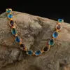Conjunto de Joias de Design de Nicho de Luxo Leve, Colar de Vidro Colorido, Corrente para Clavícula, Pulseira Feminina com Pedra Preciosa Vintage