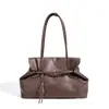 2026 Nuevo Modelo Bolso de Hombro Simple de Cuero Genuino con Solapa, Bolso de Axila de Gran Capacidad para el Trabajo, Bolso Tote Multifuncional a la Moda
