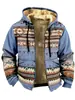 2026 Invierno Felpa Engrosado Estilo Étnico Temporada Doble Capa Forro Grueso Polar Algodón Chaqueta Cremallera Bolsillo de Parche Cálido Abrigo de Algodón