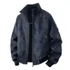Otoño Nuevo Estilo Chaqueta de Cuero Estilo Retro Americano para Hombre Moda Tendencia Cuello Alto Cuero PU Moda para Pareja Ropa de Abrigo