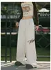 Pantalón de Chándal Drapeado Streetwear de Moda Unisex Primavera y Otoño Bordado de Letras Recto Suelto Versátil Casual Pantalón Largo