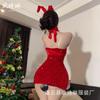 Oshilin Lencería Sexy Chica Conejita Sexy Uniforme de Lentejuelas Tentación Top Tubo de Navidad Falda Camisa de Año Nuevo Falda Sexy