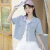 Foto Real de Top de Mezclilla Suave Color Azul Claro de Moda Casual Estilo Coreano en Stock, Otros Estilos Europeos y Americanos