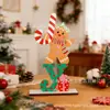 Decoraciones de Navidad, Hombre de jengibre de Navidad Rudolph adornos de madera, adornos de madera con letras creativas y coloridas
