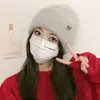 Gorro de Tricô para Mulheres, Novo Estilo Outono e Inverno, Forrado com Lã e Espessado, Gorro de Lã Versátil, Para Cabeça Grande, Gorro de Puxar, Proteção Quente para Ouvidos, Gorro para Clima Frio