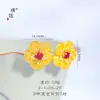 Brincos Luxuosos Estilo Chinês Novo com Flor Peônia Banhada a Ouro e Designs de Tulipa Gota d'Água, Apresentando Incrustações de Diamante e Forte Retenção de Cor