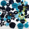 Venta Caliente de AliExpress 78 Piezas Flores de Tela Hechas a Mano Azul Lago Azul Zafiro Mezclado Pegatinas Traje para Zapatos y Sombreros DIY Accesorios para Ropa