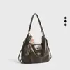 Bolsa Retro de Alta Qualidade e Grande Capacidade para Mulheres, Nova Mochila e Bolsa de Ombro para o Outono e Verão