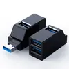 Mini hub USB de expansão portátil em liga de alumínio com 3 portas USB 3.0 e 2.0 em linha