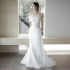 Vestido de Novia de Boda con Hombros Descubiertos Estilo Francés con Textura de Alta Gama, Hecho a Medida, Lujo Ligero, Estilo de Nicho, Vestido Blanco de Cola de Pez para Recepción
