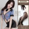 Lingerie Sexy Uniforme de Policial Cos Macacão Sexy Recortado Alça Secretária Saia Quadril Quente Transparente Decote V