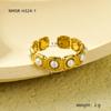 Nuevo Producto Transfronterizo Estilo Europeo y Americano Moderno Versátil Anillo Abierto Incrustado con Perlas Moda Joyería de Acero Inoxidable de Alta Gama al Por Mayor
