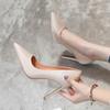 Elegantes Tacones Altos de Aguja de Color Sólido con Punta Estilo Francés para Mujer Zapatos Poco Profundos de Tacón de Aguja para Deslizar para Ir al Trabajo Profesional OL