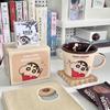Taza de Cerámica Linda Crayon Shin Vaso de Agua para Niños con Escala Taza para Café en Pareja Desayuno Regalo de Cumpleaños
