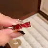 Anillo vintage de cereza con flor roja esmaltada, blanco, de alta calidad, ligero y de lujo, combina con todo para mujer.
