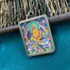 Pingente thangka estilo étnico Caixa de pintura do Nepal Caixa do Deus da Riqueza Amarelo Wu Pingente de viagem portátil com cordão