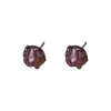 Pendientes de Turmalina en Grava de Piedra Natural para Mujer, Mini, Compactos, Sencillos, Versátiles, Modernos, Exquisitos, Dulces y Elegantes