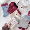 Calcetines nuevos de primavera y verano coreanos para mujer, calcetines de tubo con bordado de amor a rayas para mujer, calcetines de algodón al por mayor, calcetines de felpa para mujer, marea
