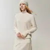 Conjunto de alta qualidade! Suéter 100% caxemira para mulheres, outono/inverno, gola redonda, cor sólida, tricô grosso, perfeito como camada base