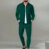 Jaqueta Cross-Border 2025 Masculina Outono Juventude Waffle Bolso com Zíper Gola Lapela Slim Cardigan Terno Jaqueta Masculina