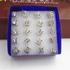 ED200 diamante cuadrado blanco estilo coreano Corea del Sur joyería al por mayor aretes moda lindos aretes de plástico