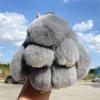 Peluche de Conejo Durmiendo de Piel Genuina de Conejo Rex Jinnew Colgante Pequeño Luz de Llavero de Bolso de Lujo Llavero de Coche