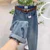 Pantalones Harlan para Mujer Primavera Nueva Talla Grande Forma de Pera Adelgazante Cintura Alta Cortos Tipo Nabo