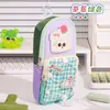 Estojo de Lápis Cartoon Colorblock com Patch Armazenamento em Camadas Multi-Compartimentos Bolsa de Lápis Estojo de Lápis de Grande Capacidade para Alunos do Ensino Fundamental e Médio Em Estoque Atacado