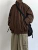 Abrigo de pana de invierno 2024 con cuello alto y acolchado de algodón para hombre, color sólido, combinable con todo, casual, de moda, de marca, retro japonés, grueso, acolchado de algodón