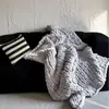 2025 Novo Estilo Ins Nórdico Manta de Lã Grossa Tricotada à Mão Marroquina Capa de Sofá Manta para o Pé da Cama Manta para Casa
