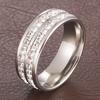 Moda transfronteriza anillo de acero de titanio con diamantes estrellados que no se desvanece para hombre y mujer anillo de diamantes de dos filas anillo de circonita de acero inoxidable