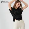 Tejido de Bambú Procesado y Personalizado Ropa Fina de Yoga Transpirable de Gama Alta Tops Espalda Bonita Secado Rápido Manga Corta Blusas Deportivas para Mujer