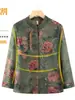 Camisa de Primavera de la Abuela, Camisa Casual de Manga Larga para Mujeres de Mediana Edad y Mayores, Chaqueta de Mamá, Top Tipo Traje Tang de Primavera y Otoño para Señoras Mayores