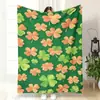 Amazon Tk Best-Seller Transfronterizo Simple Verde Artístico Manta de Siesta Manta de Franela Trébol de la Suerte Funda de Manta