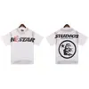 Marca Tendência High Street Europeia e Americana Hell Star Vintage Lavado Velho Casual Solto Manga Curta Moletom com Capuz Calças Terno