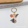 Llavero de Halloween Transfronterizo Calabaza Fantasma Pequeño Gato Negro Gato de la Muerte Llavero de Metal Colgante para Bolso Colgante de Regalo