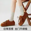 Calcetines de lunares con volantes para mujer, calcetines de media pantorrilla, de algodón puro de moda, para primavera y otoño, estilo japonés, calcetines holgados blancos de estudiante para otoño