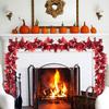Corona de Arce de Otoño Ratán Colgante Hojas de Otoño Artificiales Decoración de Acción de Gracias Boda Familiar Chimenea Decoración de Fiesta
