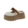 Sapatos Mary Jane com Solado Grosso de 7cm para Aumentar a Altura para Mulheres Baixas, Slip-On, Sem Costas, Bico Fechado Meio-Mules para Combinar com Vestidos