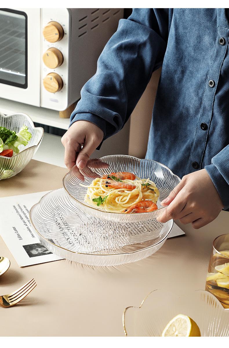 水果盘玻璃甜品盘沙拉碗家用客厅茶几零食糖果盘轻奢