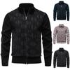 Suéter Cardigan de Punto para Hombre Amazon Transfronterizo Otoño e Invierno con Cuello Alto, Forrado de Felpa y Engrosado, Chaqueta de Punto de Chenilla para Hombres de Mediana Edad