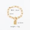 Pulseira de Corrente Grossa Simples da Moda Estilo Europeu e Americano com Fecho Ot e Pingente Quadrado Eletroplatado a Ouro 18K com Zircônia
