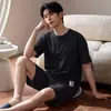2026 Novo Conjunto de Pijama de Verão Masculino Modal Manga Curta Calça Estilo Fino de Verão Juventude Tamanho Grande Conjunto para Casa