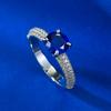 Joyería Mujing nuevo anillo europeo y americano de plata S925 1 quilate Lanbao 6.5 lujo incrustado anillo europeo y americano para mujer