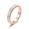 Anel de Titânio de Luxo de Alta Qualidade com Zircônia para Mulheres, Anel de Casal Ins Trendy 18K Que Não Desbota, Joia de Anel de Diamante
